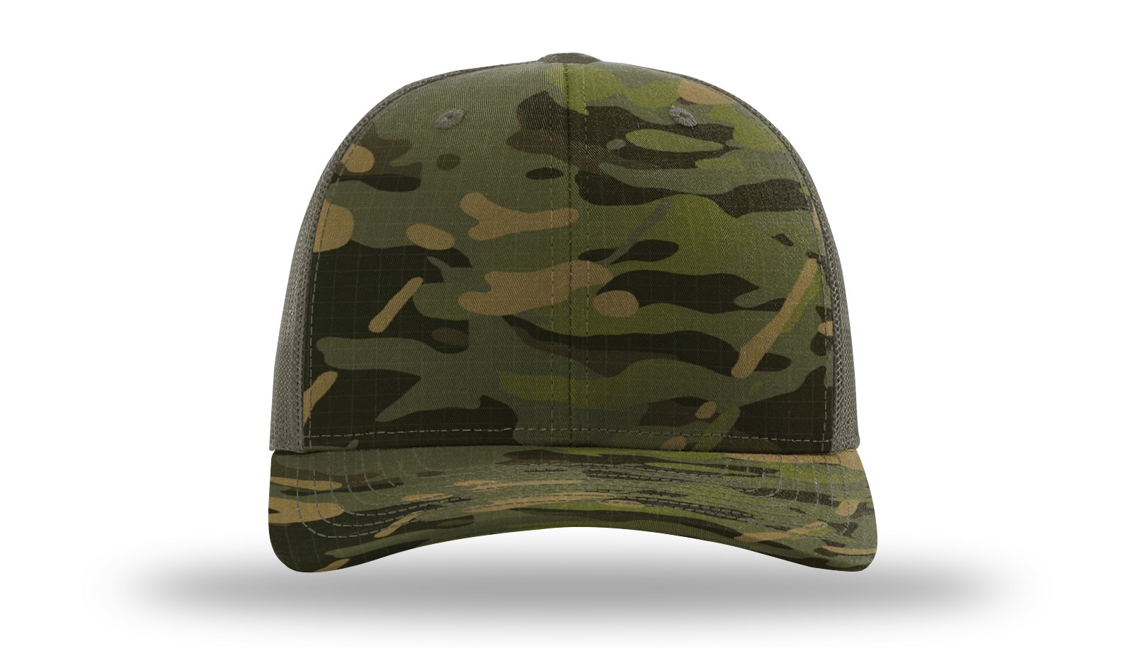 Richardson 112PT 6-Panel Printed Tactical Snapback Trucker Hat w/ Leatherette Patches or Embroidery 27