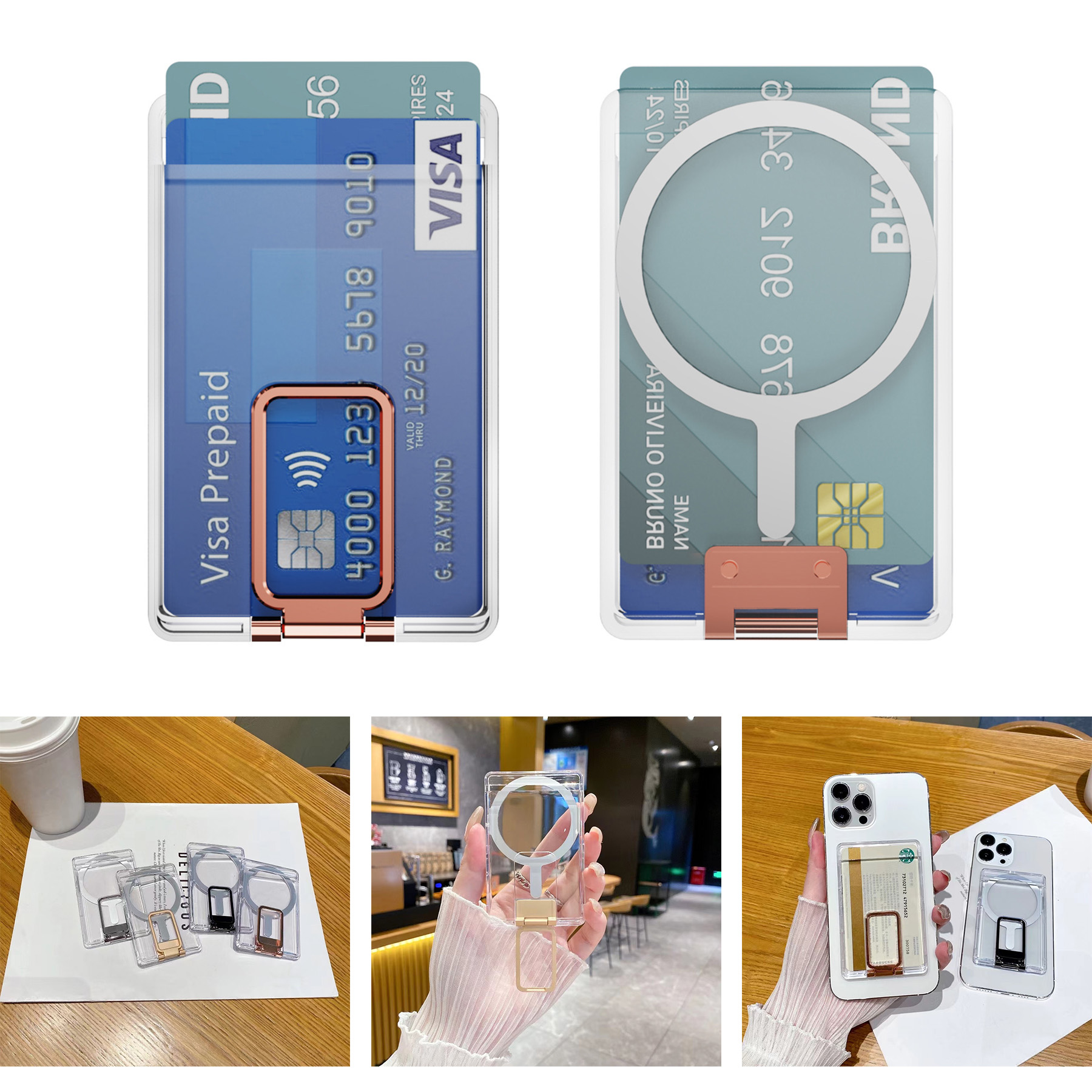 Transparent Magnetic Wallet Case for Magsafe, Ultra Slot Card Holder 2