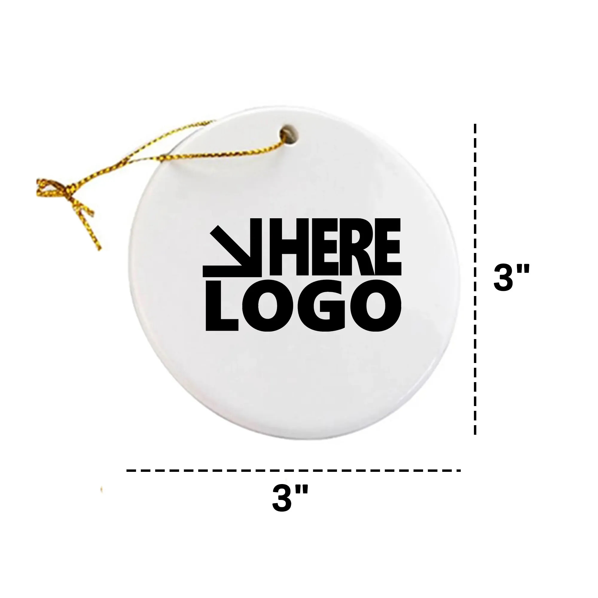 MOQ 15 Ceramic Ornament 3" Round 3