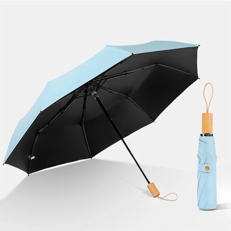 Custom Foldable Sun & Wind Proof Umbrella with Wooden Handle 14