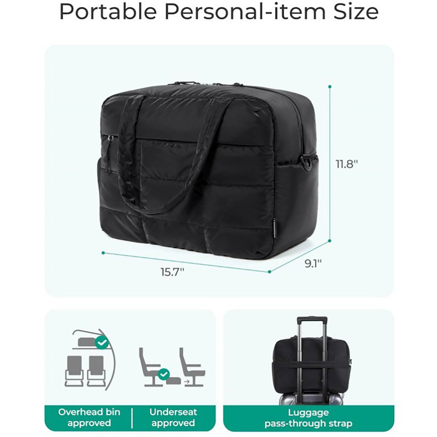 Quilted Nylon Fluffy Tote Bags W/ Shoe Compartment 4