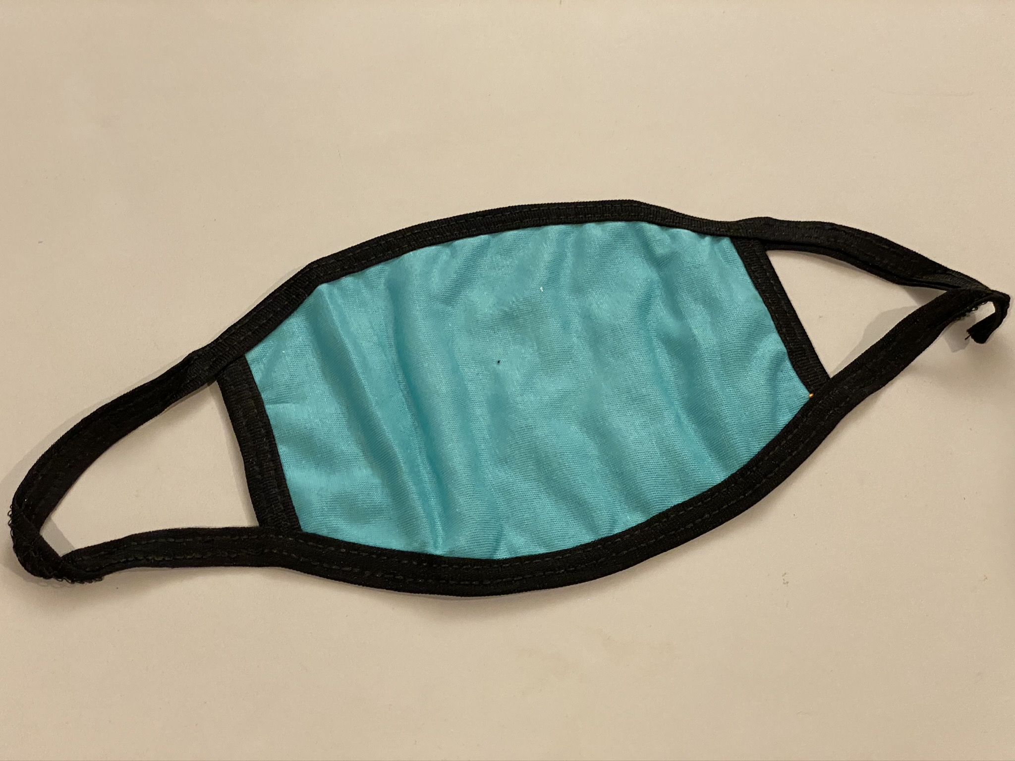 Teal Cotton Face Mask (Black Ear Loops) 4