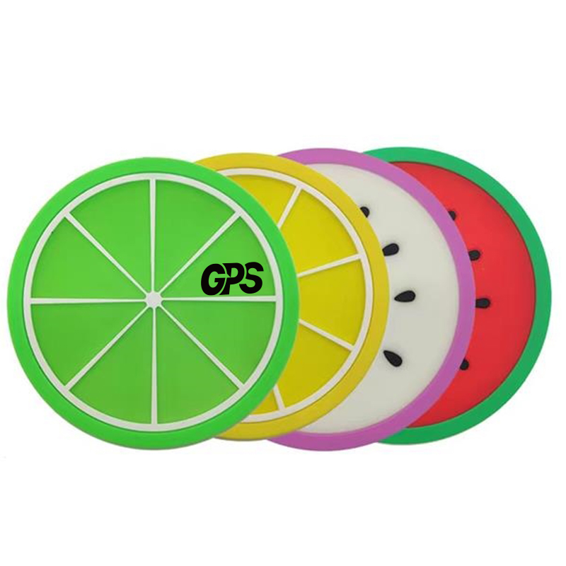 3 3/8 " Colorful Fruit Silicone Drinks Coasters 3