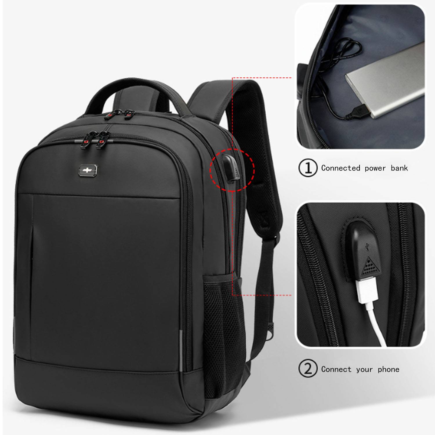 Oxford large capacity backpack with USB charging port 5