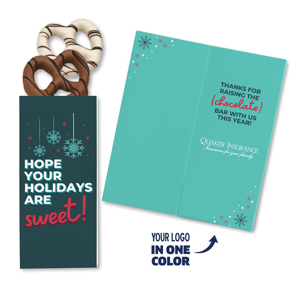 One Color Foil-Stamped Stock Holiday Sentiment Sweeter Cards with Chocolate Dipped Pretzels 3