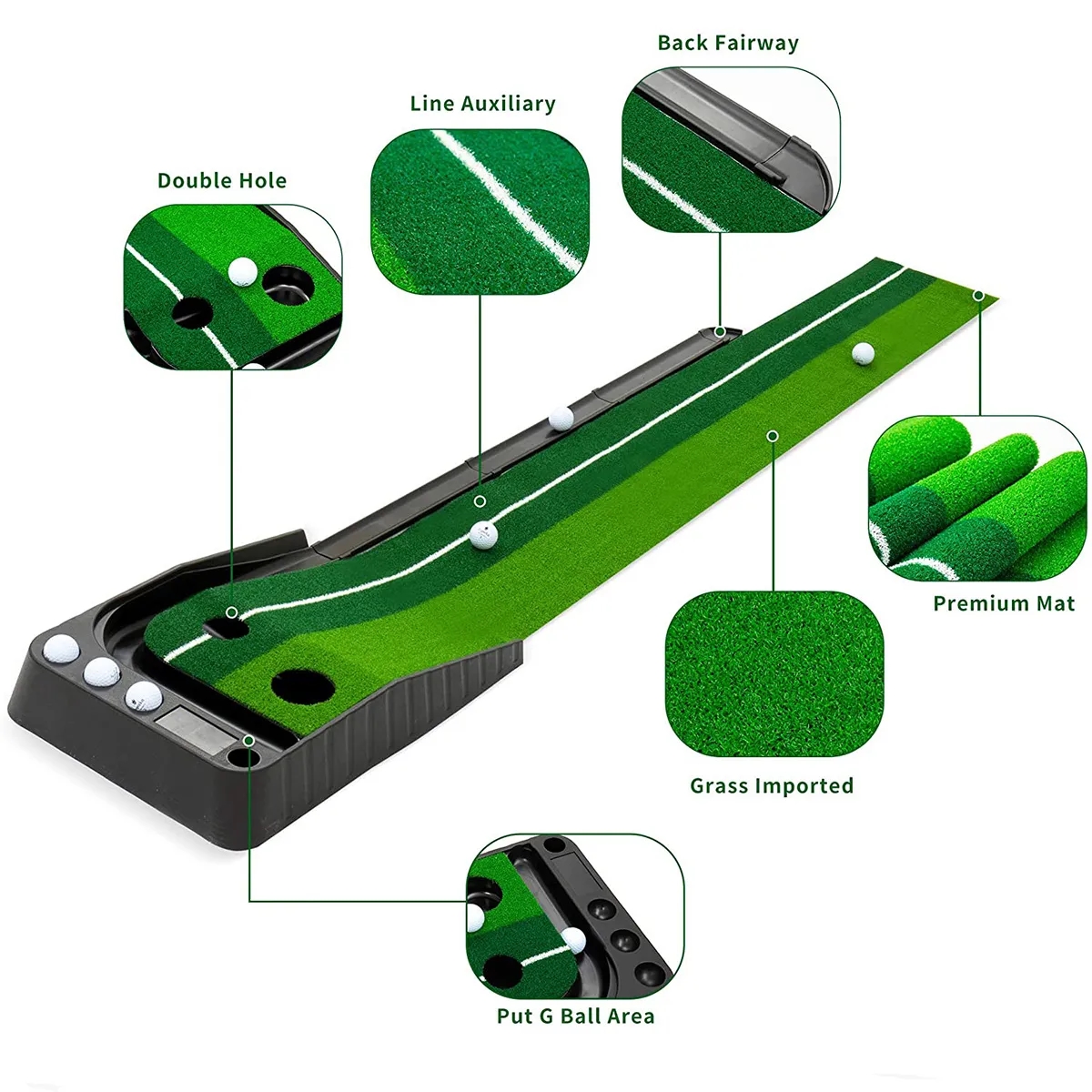 Indoor Golf Putting Green with Ball Return 4