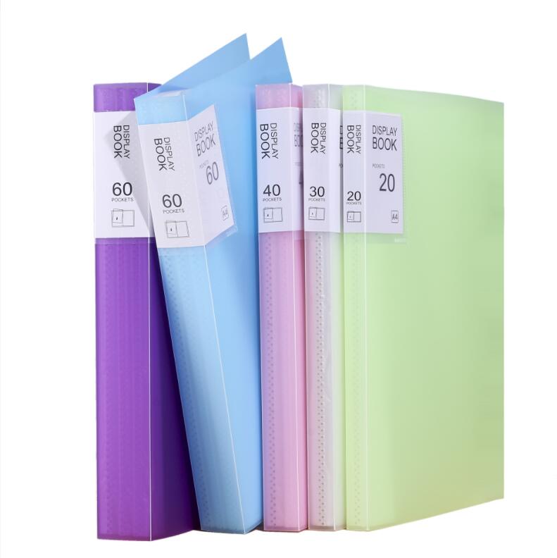 Factory price A4 20 sheets office plastic stationery clear file folder 8