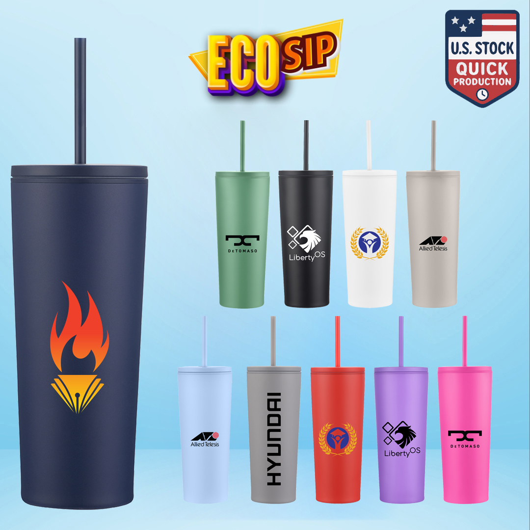 EcoSip 24oz Double Wall Tumbler with Leak-Proof Straw 1