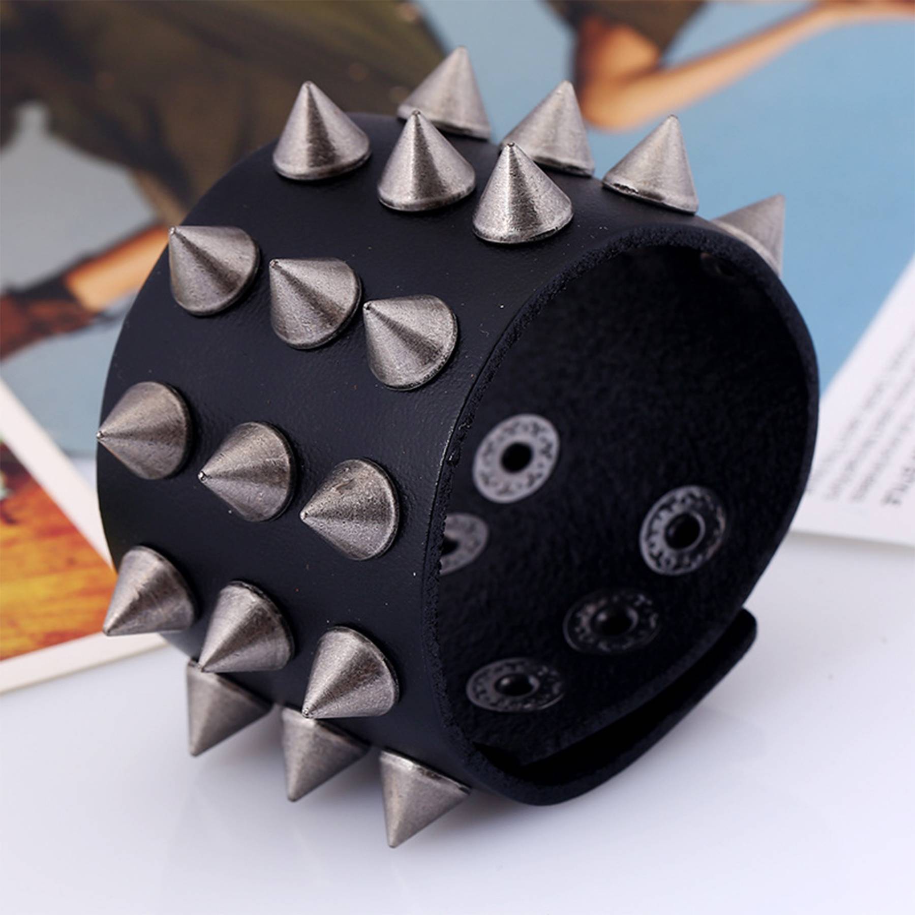 PU Punk hipster bracelet for men 3