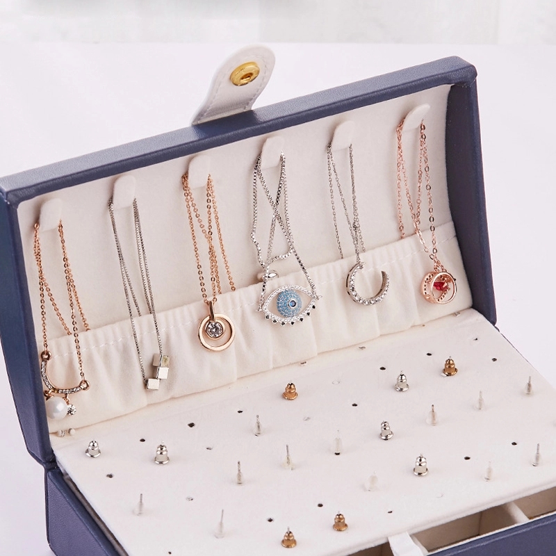 Custom PU Portable Travel Jewelry Organizer Storage Box 6