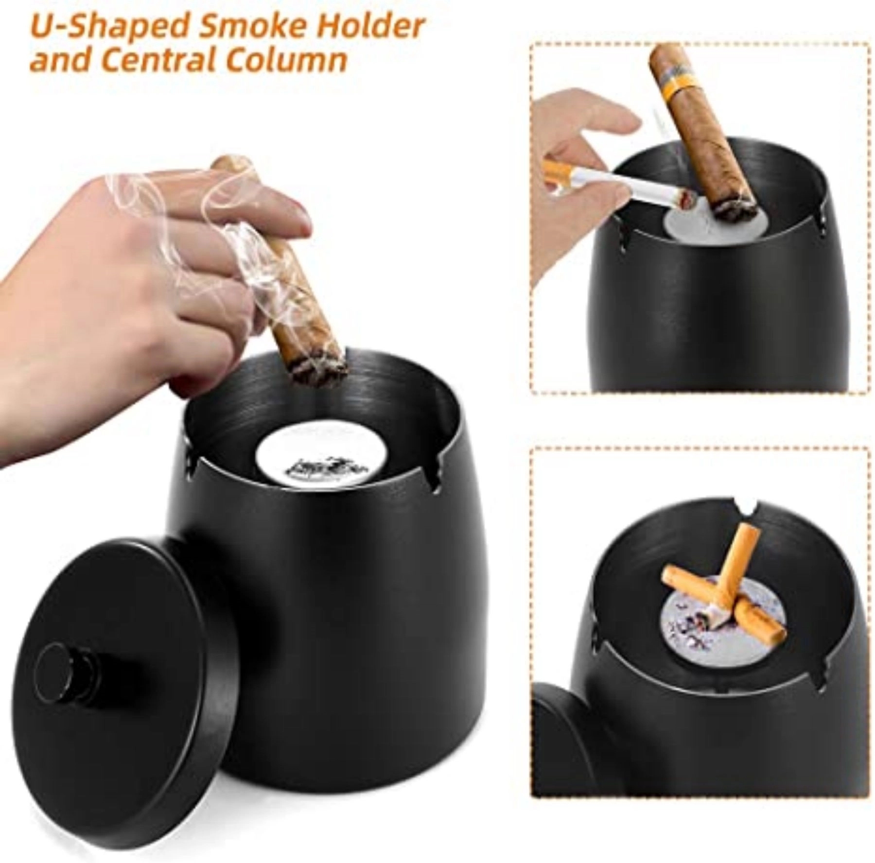 Outdoor Cigarette Ashtray With Lid Smokeless Stainless 3
