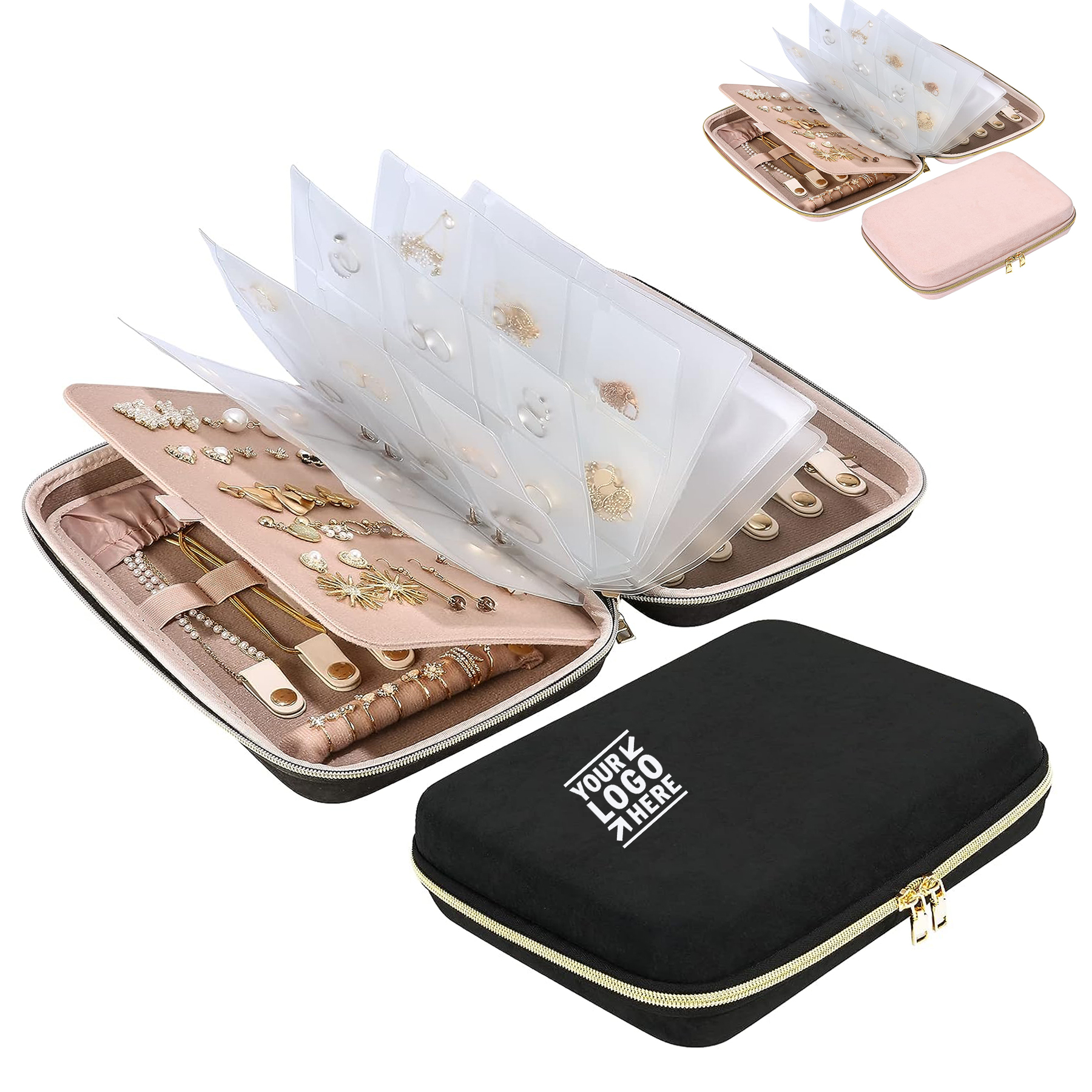 Large Travel Jewelry Organizer Case Home Storage Book Earring Ring Binder Zippered Pouch Bag 2
