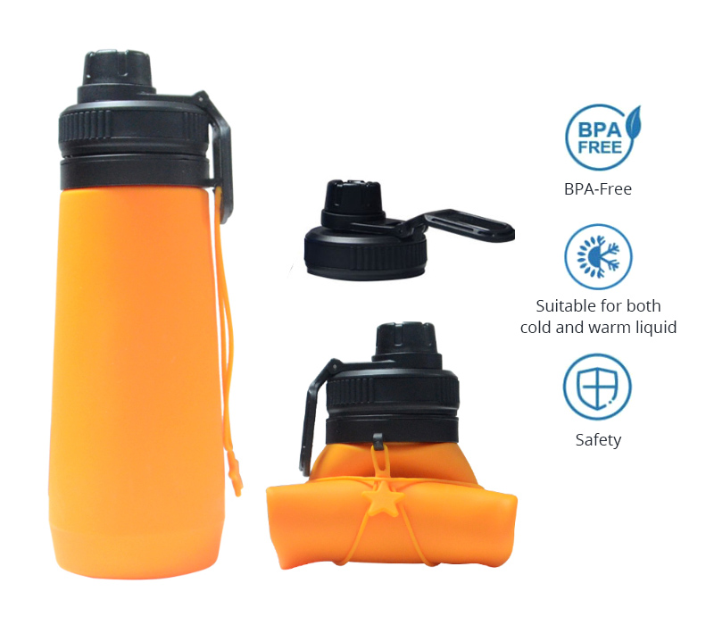 Foldable Silicone Water Bottle, 23 oz. 5