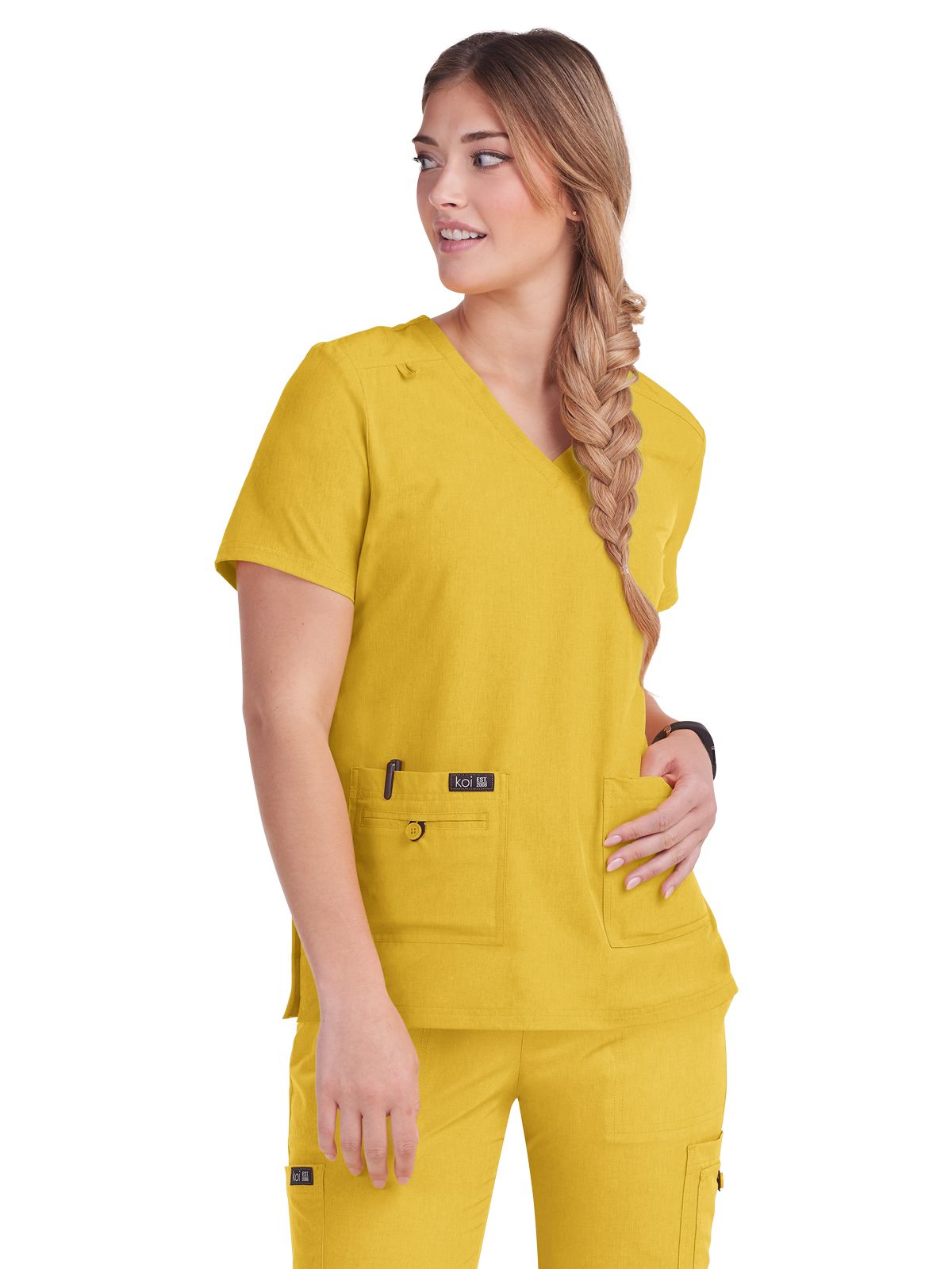 koi - Basics - Women's Four-Pocket Stretch V-Neck Becca Top 90