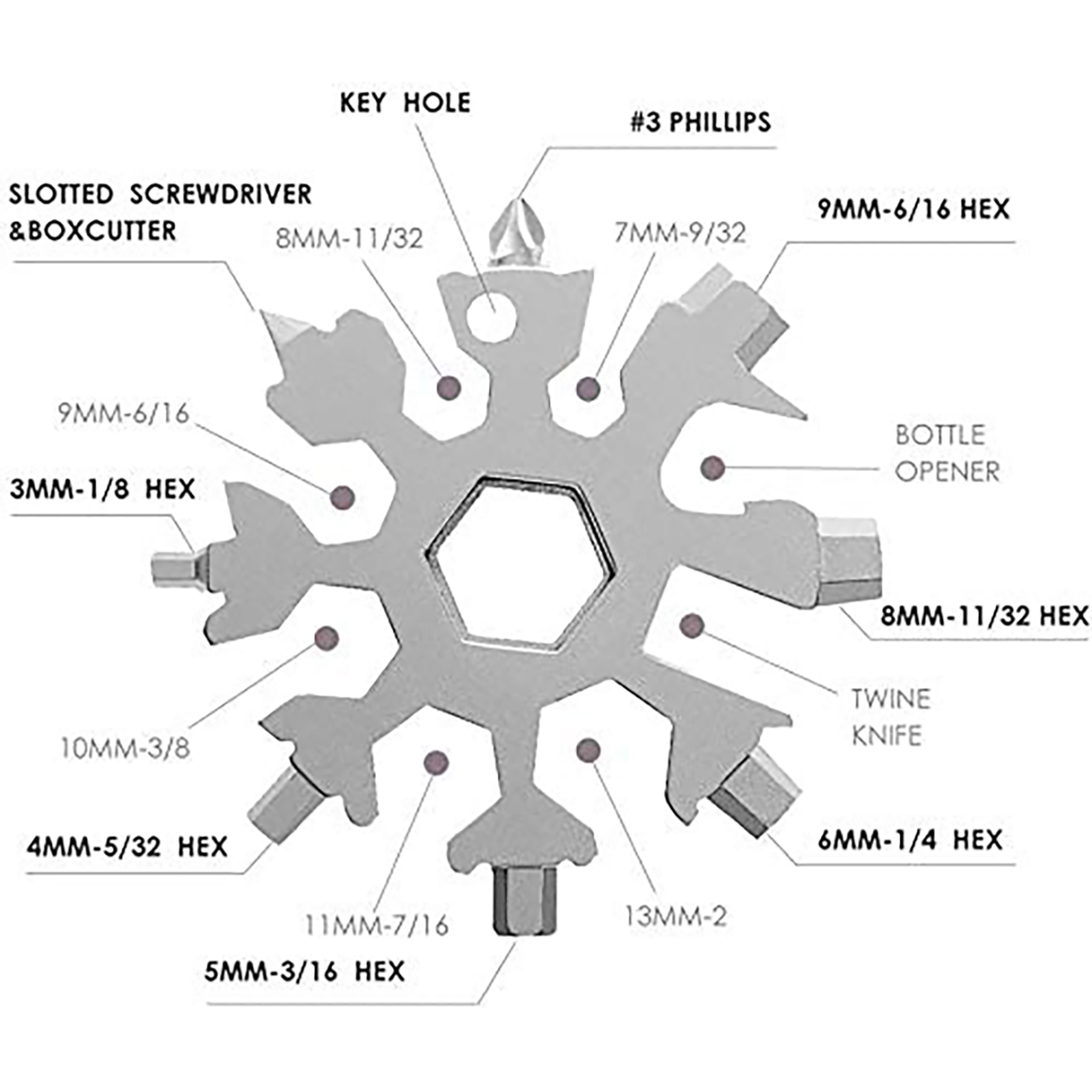18 in 1 Snowflake Multifunction Tool 2