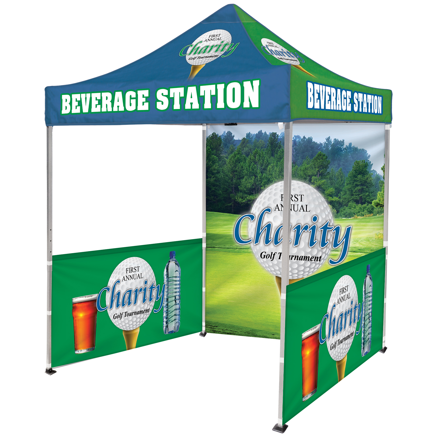 6.5' Square Canopy Tent with 1 Full Double Sided Wall & 2 Double Sided Half Walls 13