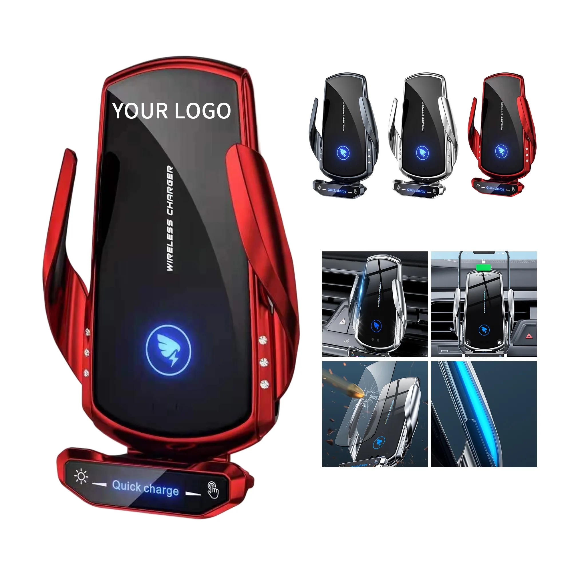MOQ 50 Smart Car Phone Holder with 15W Fast Charging 2