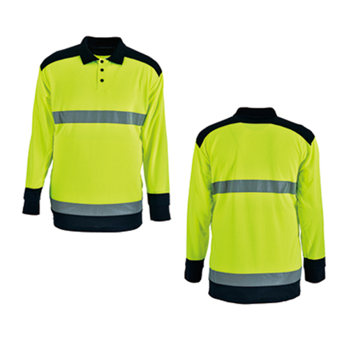 VISIPRO Long Sleeve Reflective Safety Polo with Black Trim - 3