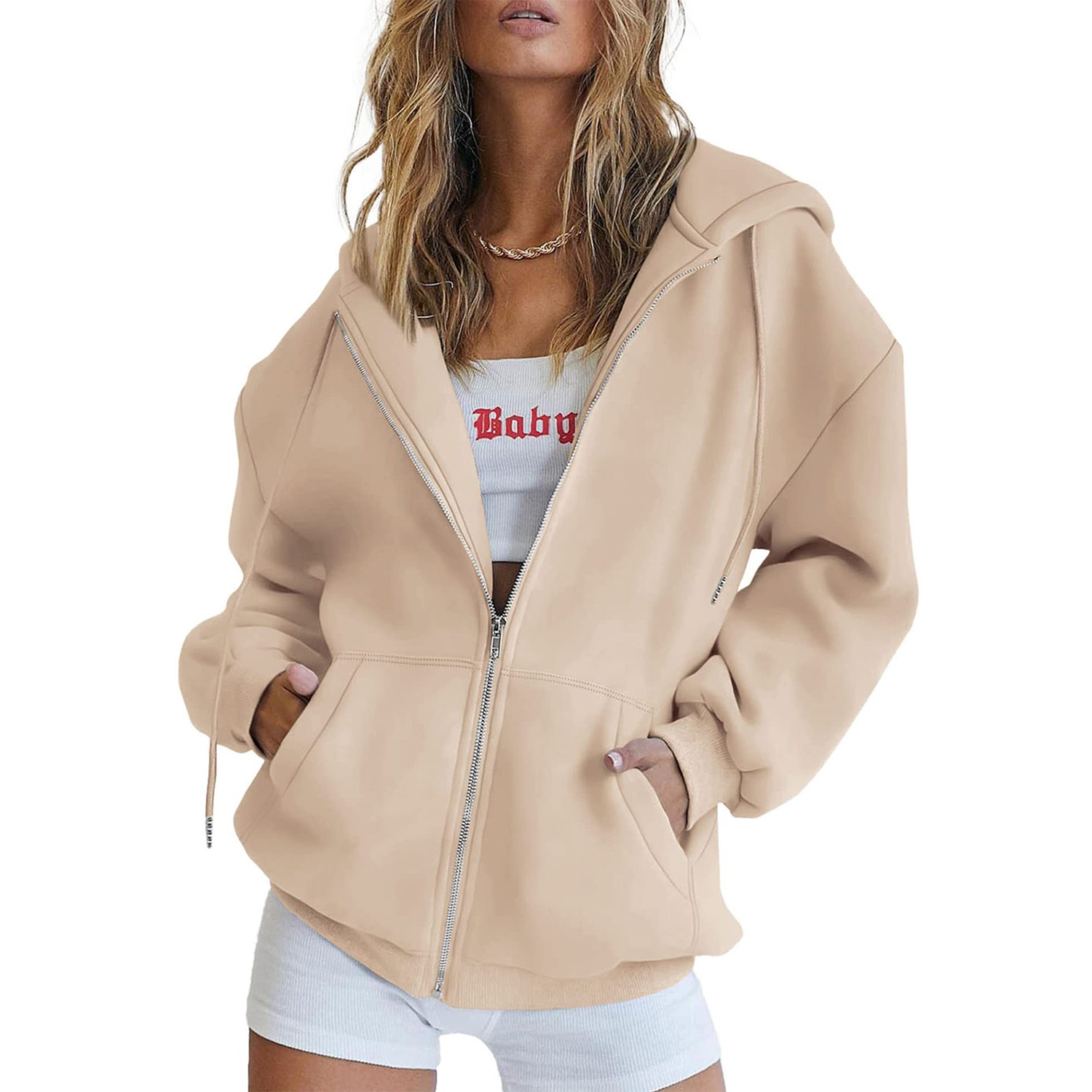 Women's Oversized Zip Up Hoodies Sweatshirts 4