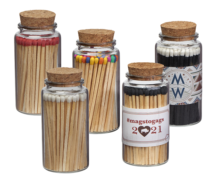 "Aglow" Glass Match Stick Jar - w/ Full Color Label - 80 count 5