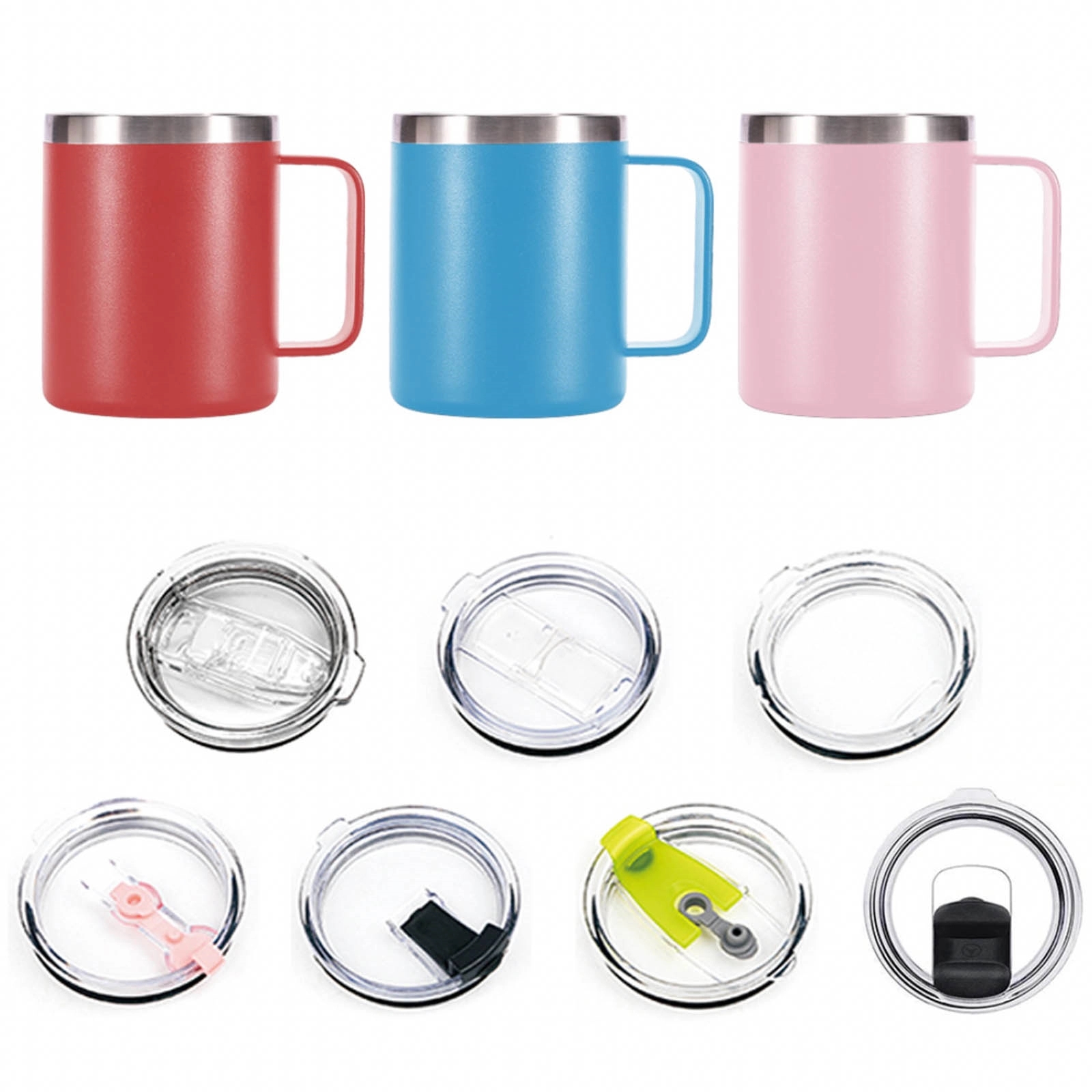 12 Oz Double Wall Insulated Coffee Mugs With Lids And Straws 5