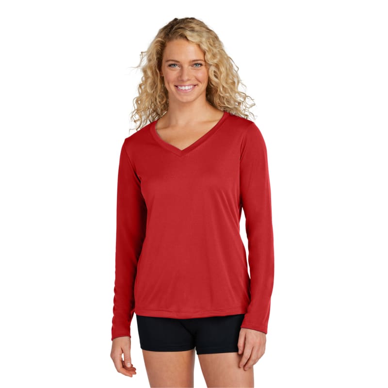 Sport-Tek Women's Long Sleeve PosiCharge Competitor V-Neck Tee. 17