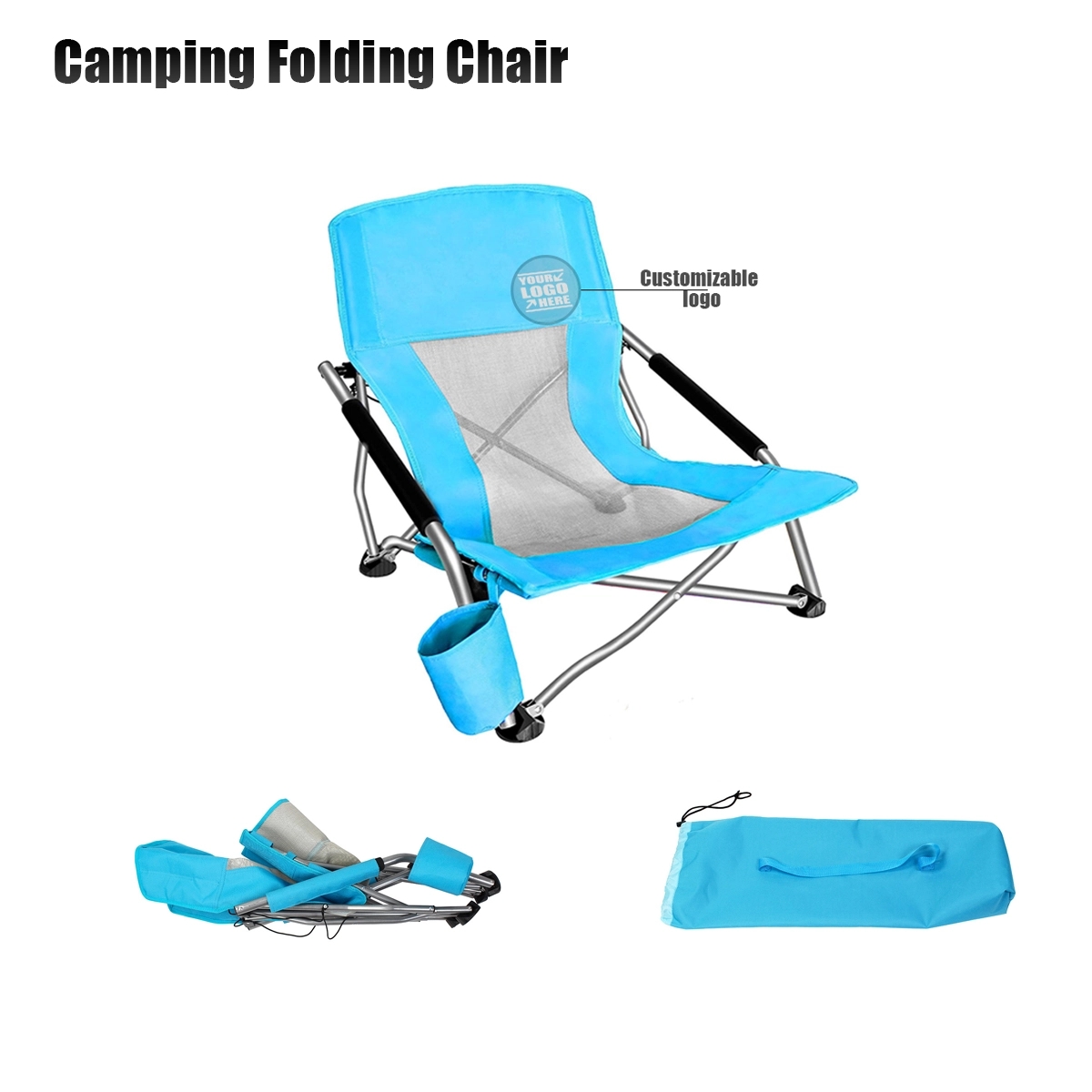 Low Beach Camping Folding Chai With Cup Holder & Carry Bag 2