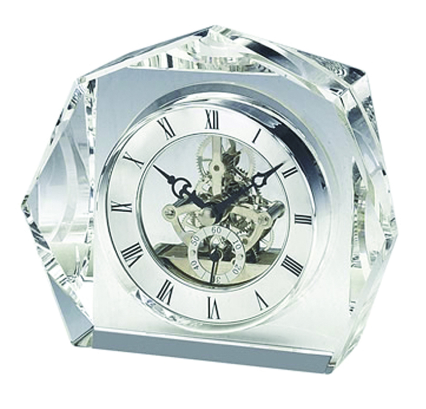 CRYSTAL TROPHY CLOCK WITH SILVER ACCENTS 2