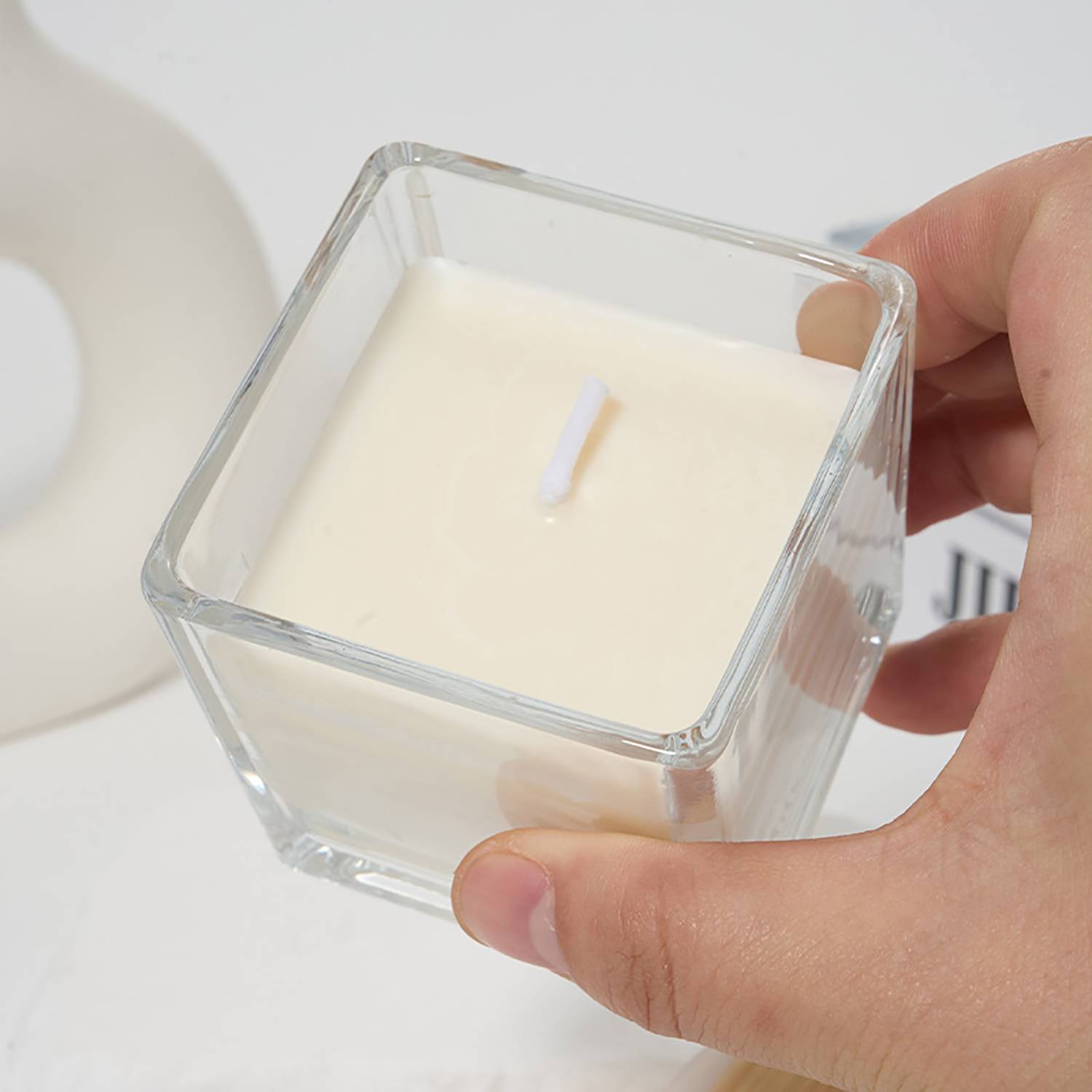 Mini Bamboo Lid Square Soy Wax Scented Candle 3