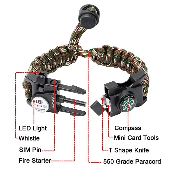 Paracord Survival Bracelet With SOS LED Flashlight 1