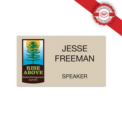Deluxe Name Badge Custom UV Inkjet & Engraved (6-10 Square Inches)