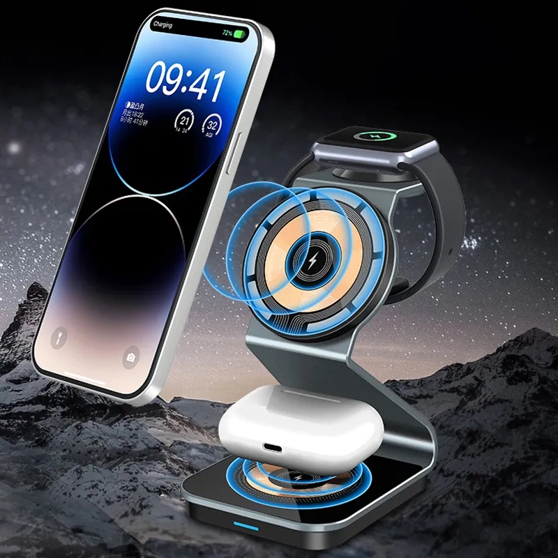 3 in 1 Wireless Charger Stand Aluminum Alloy 3