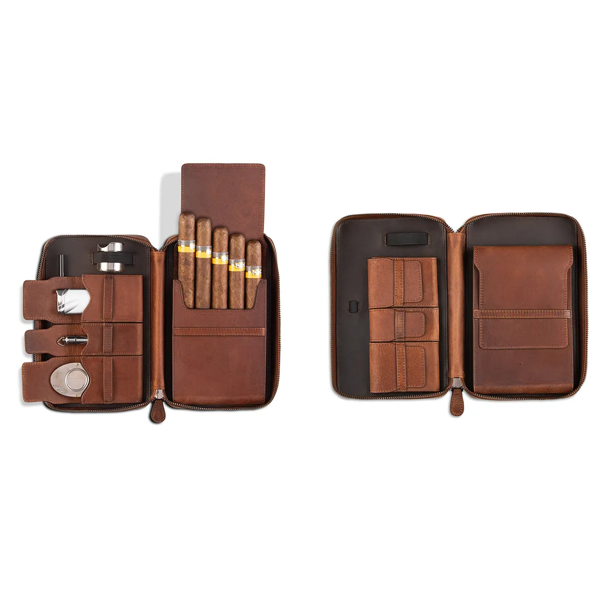 Leather  Portable Zippered Cigar Case 5