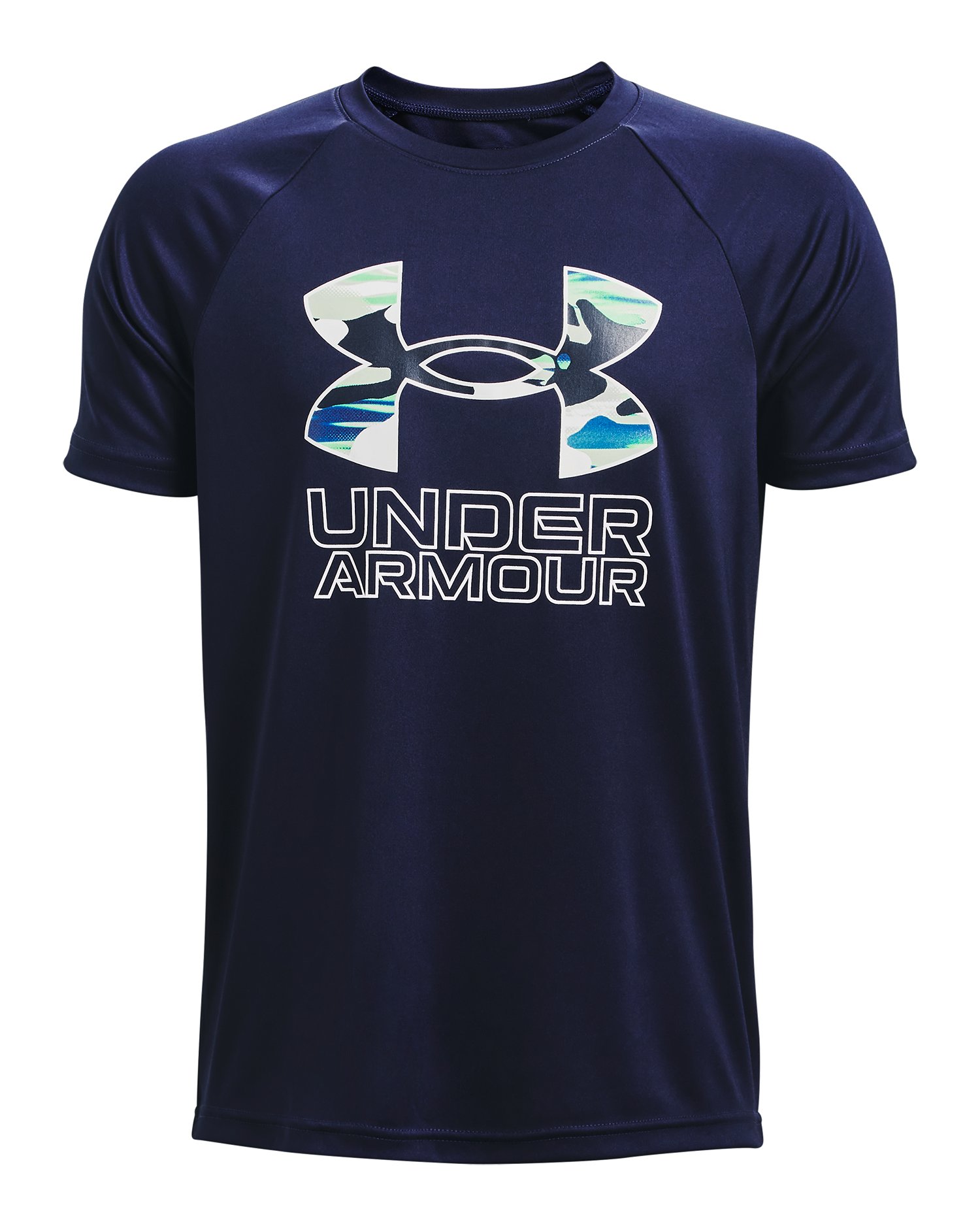 UA Tech Hybrid Print Fill Boys' Short Sleeve 2