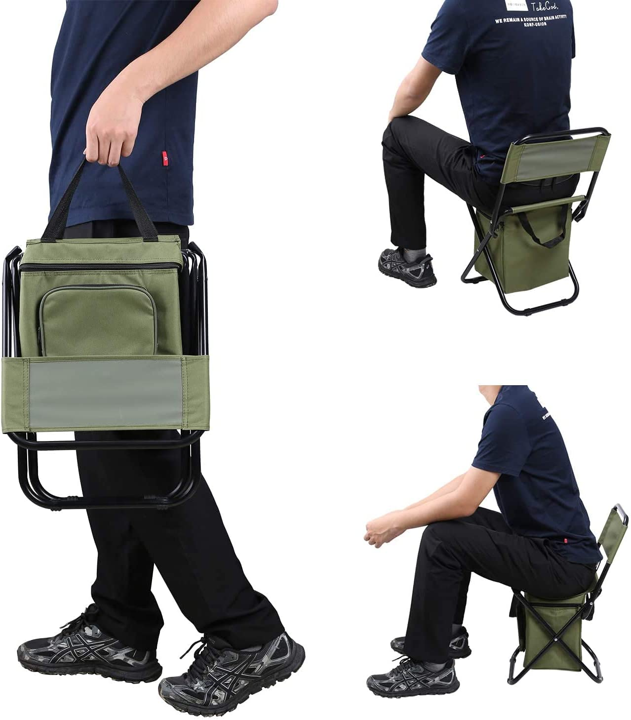 Portable Folding Chair with Storage Pouch - 600D Polyester 6