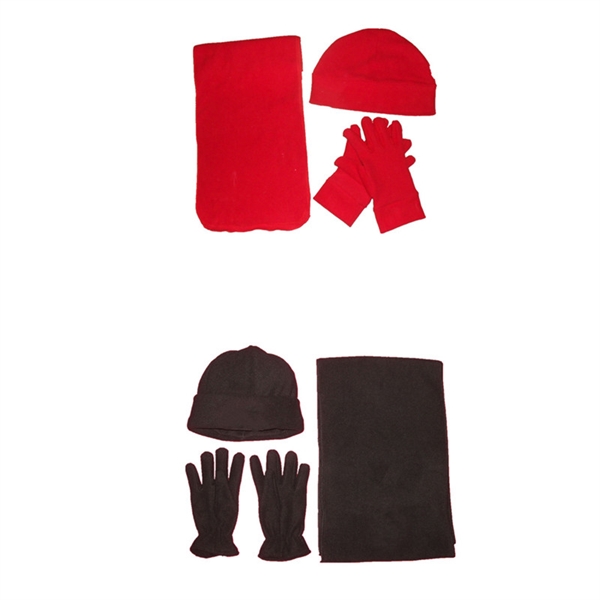 3-Piece of Winter Set Polar Fleece Scarf & Gloves & Hat 1