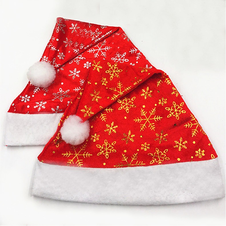 Christmas Hat Winter Plush Snowflake Xmas Santa Cap 2