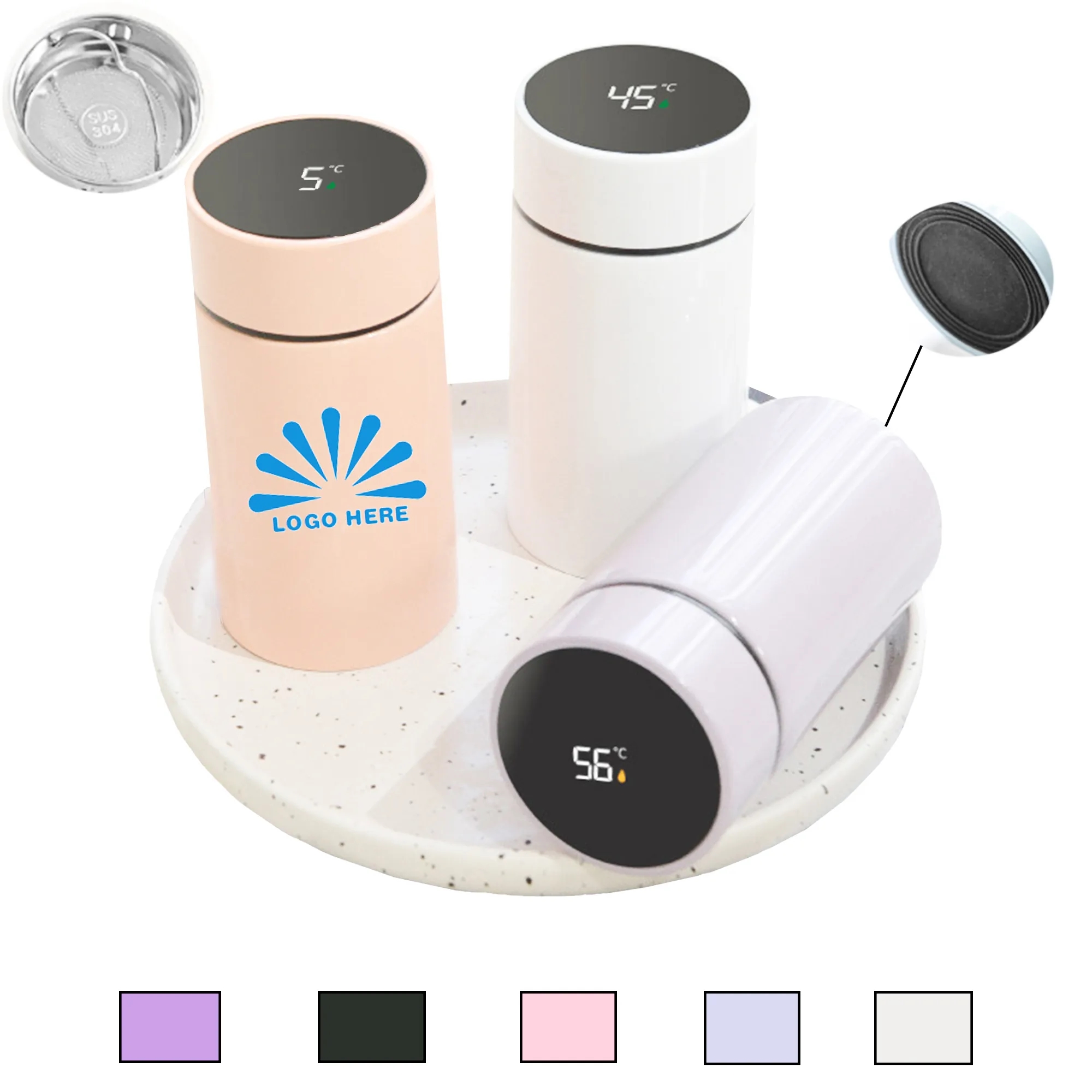 70Z Double Vacuum Temperature Display 304 Stainless Steel Mi, custom water bottle with logo imprint 2