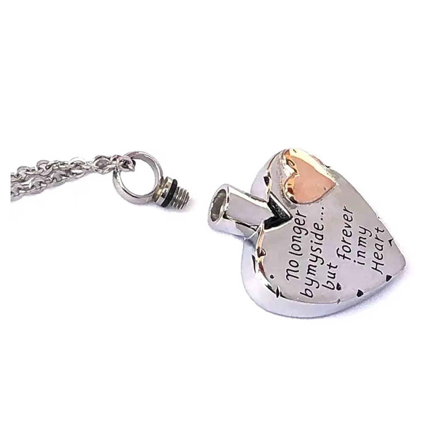 Stainless steel heart-shaped perfume bottle necklace 3
