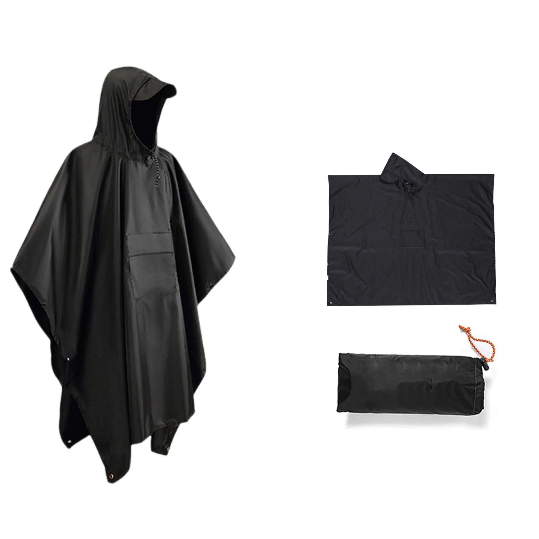 Hooded Rain Poncho With Pocket 8