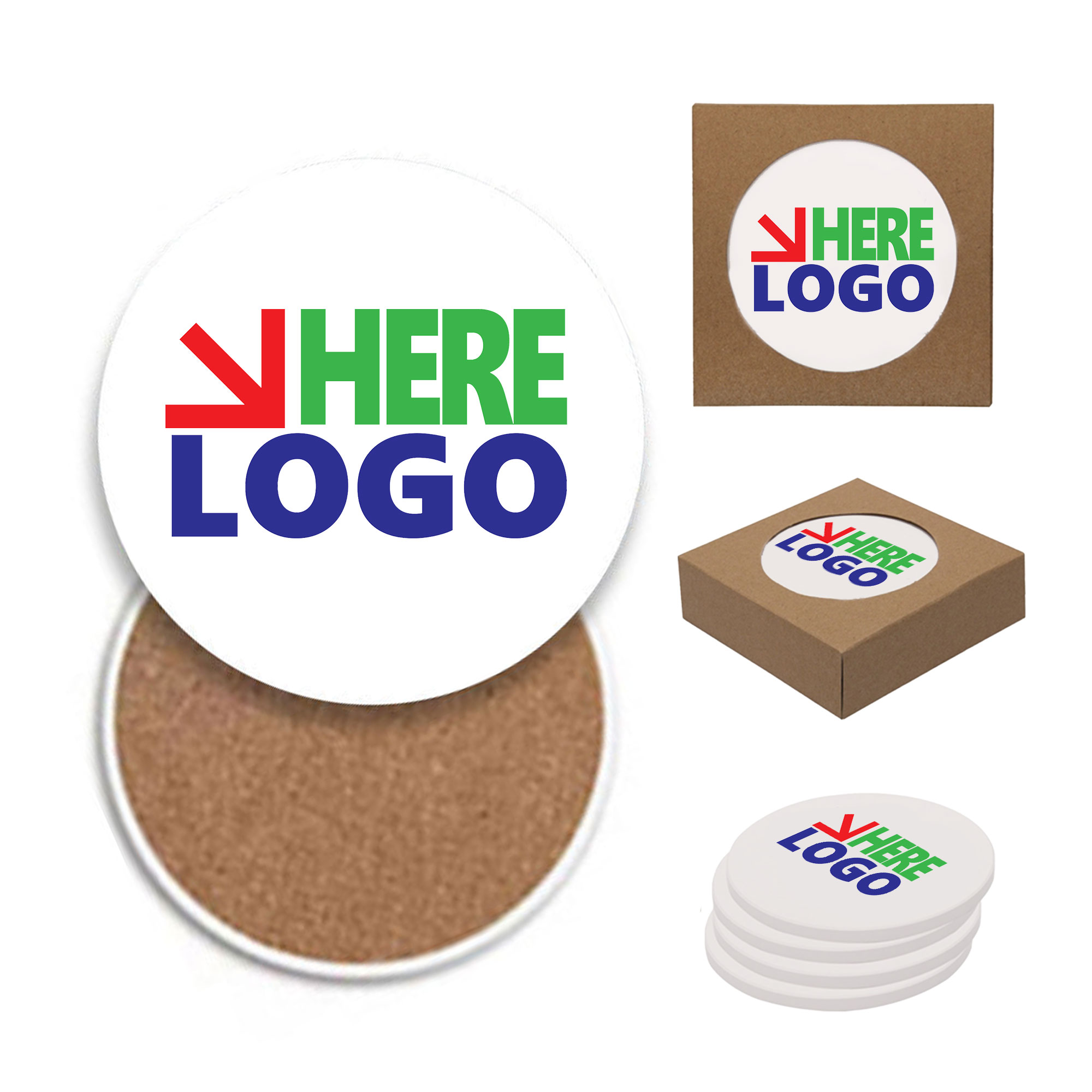 4" Round Ceramic Cork Coaster MOQ 10 1
