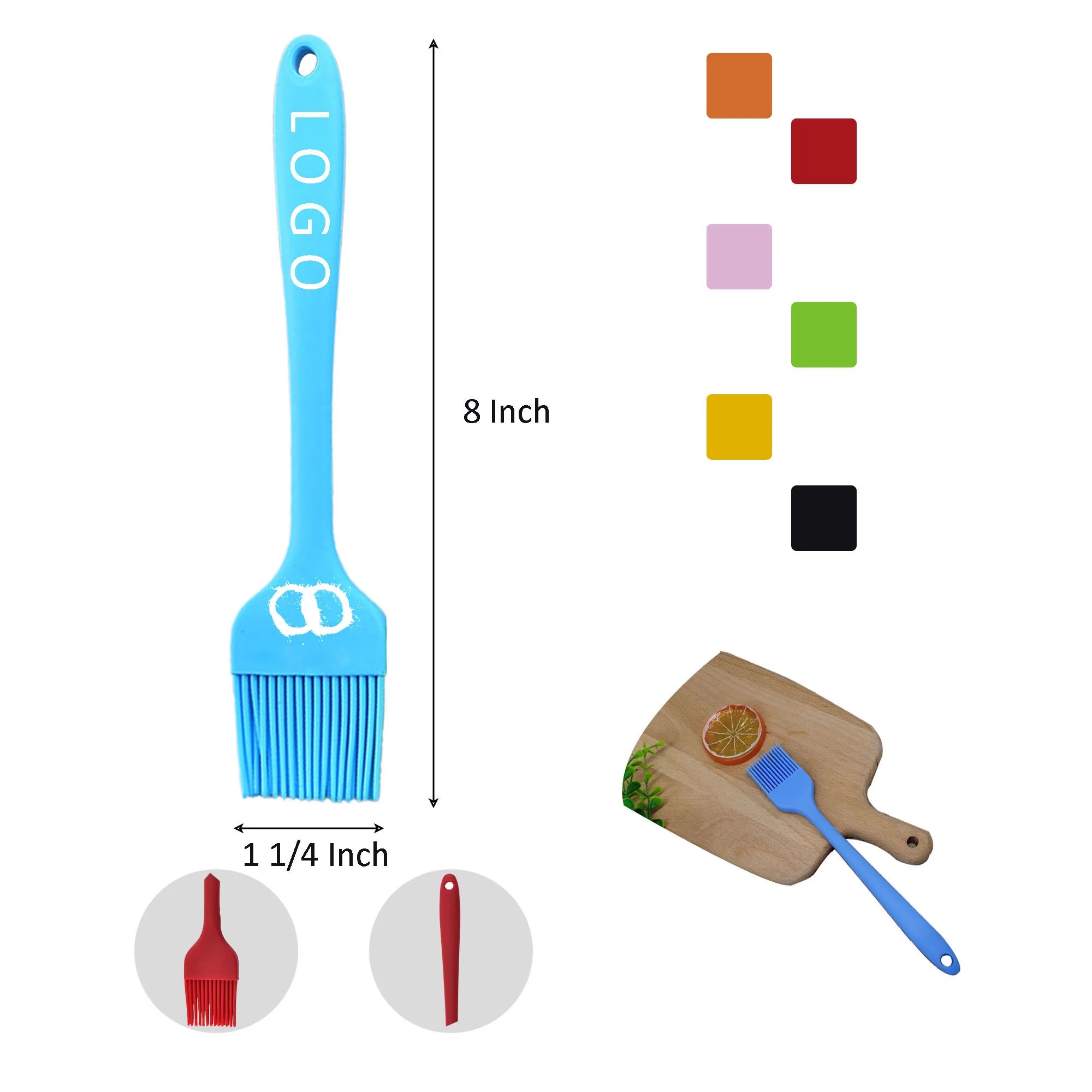 MOQ 50 Silicone Oil Barbecue Brush 8"L x 1 1/4"W 4