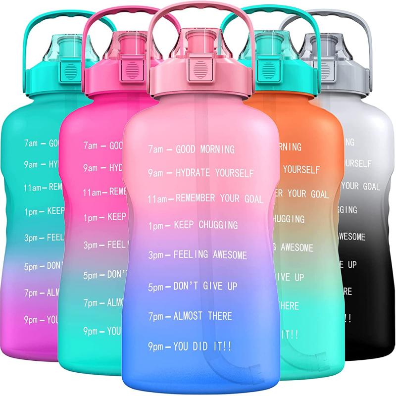 Color Changing 1 Gallon Motivational Water Bottle w/Straw & Time Marker 4
