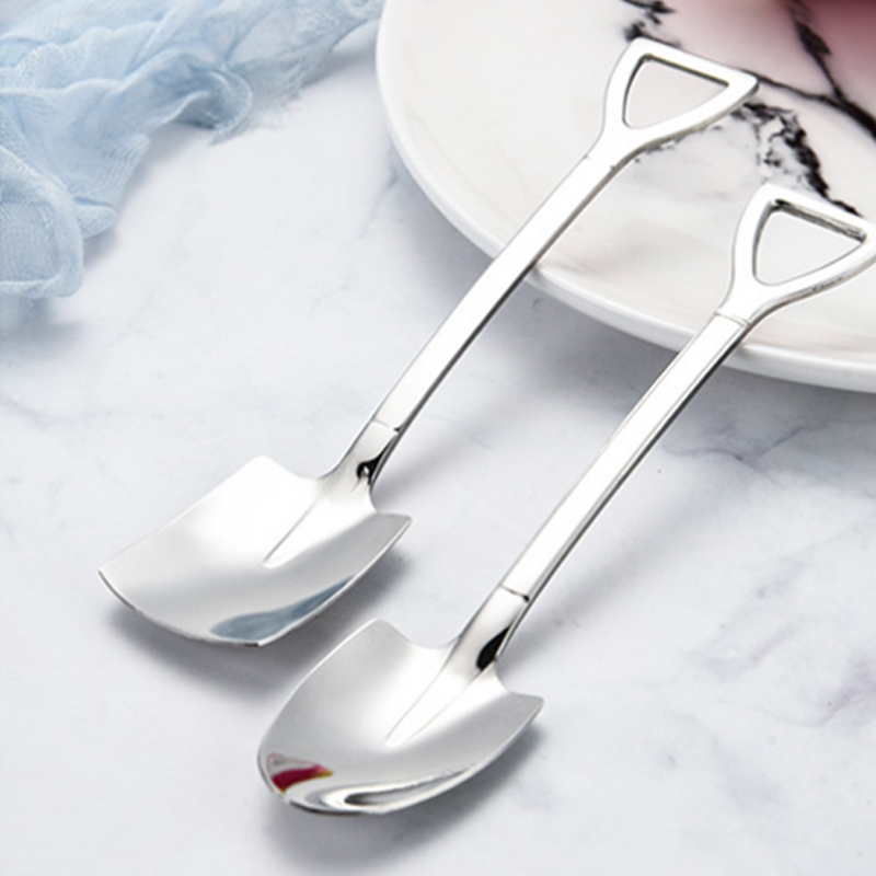 Creative 410 Stainless Steel Shovel Shaped coffe Ice cream Dessert Spoon 3