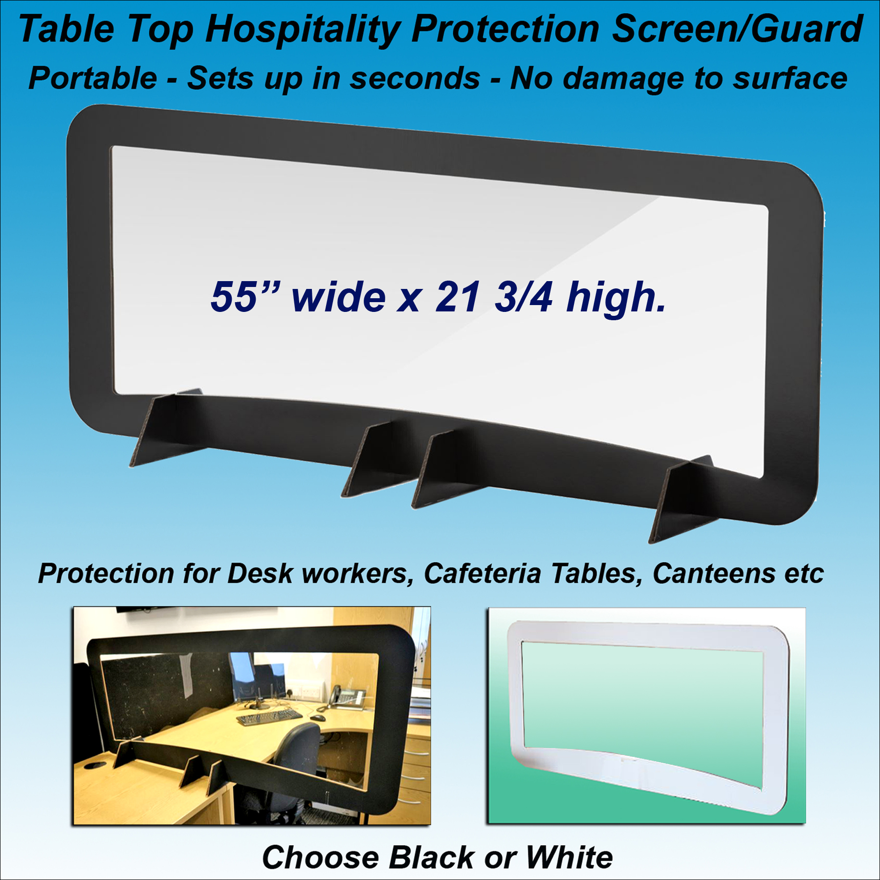Table Top Hospitality Protection Screen/Guard.