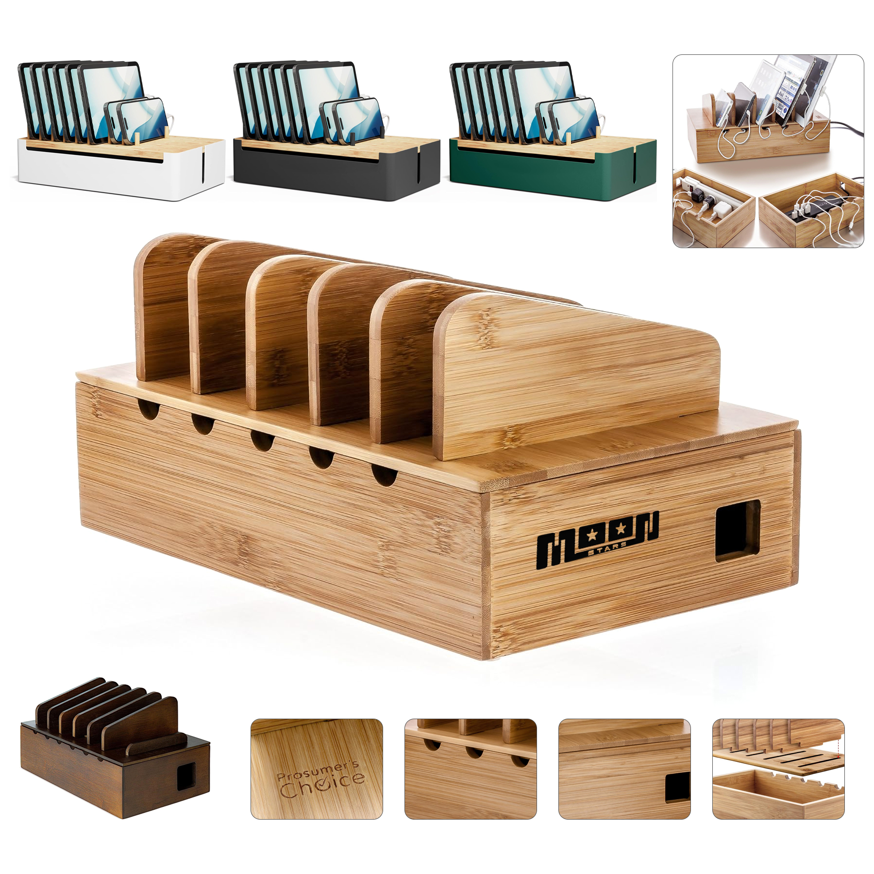 Natural Bamboo Charging Station Rack 2