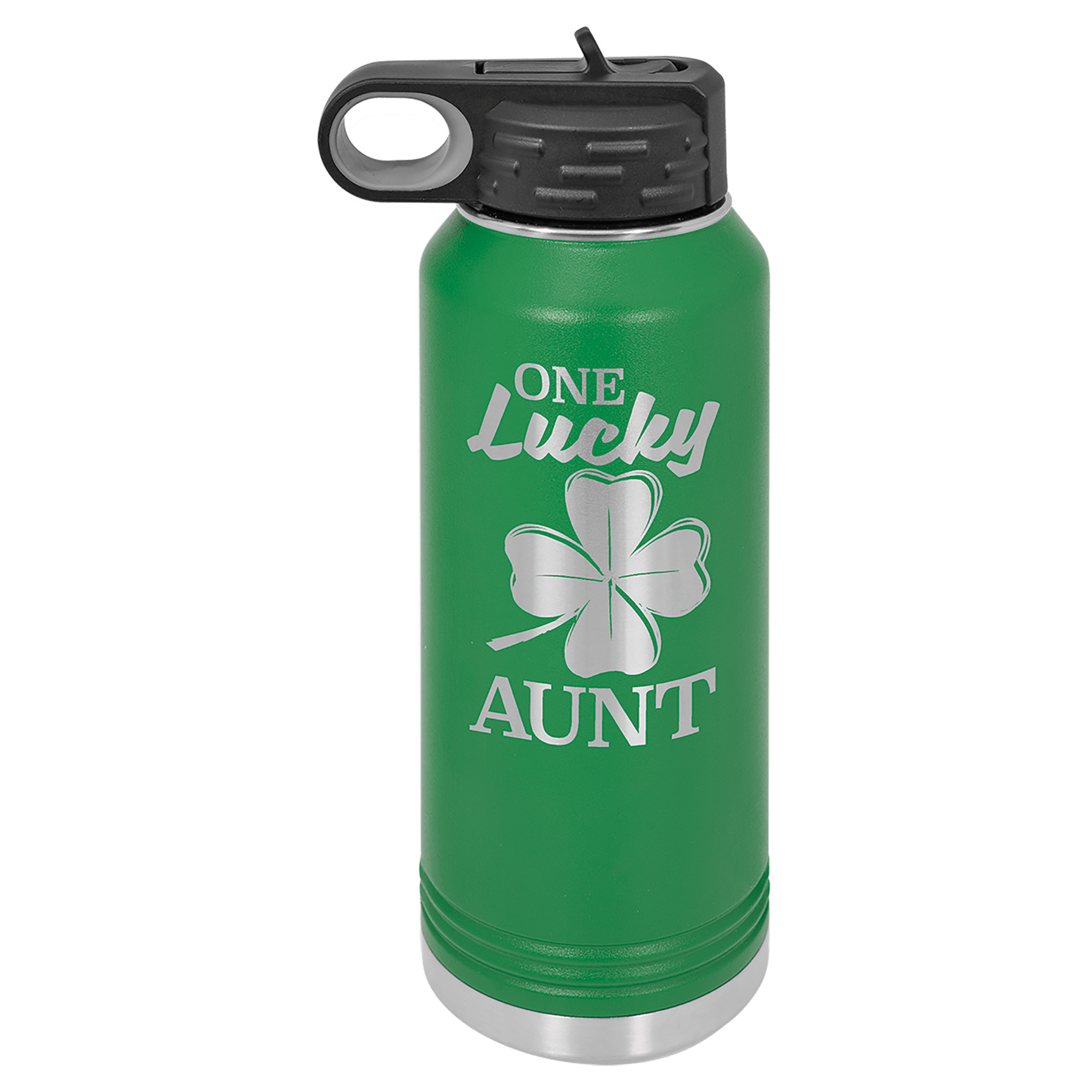32 oz. Green Powder Coated Laser Engraved Polar Camel Water Bottles 1