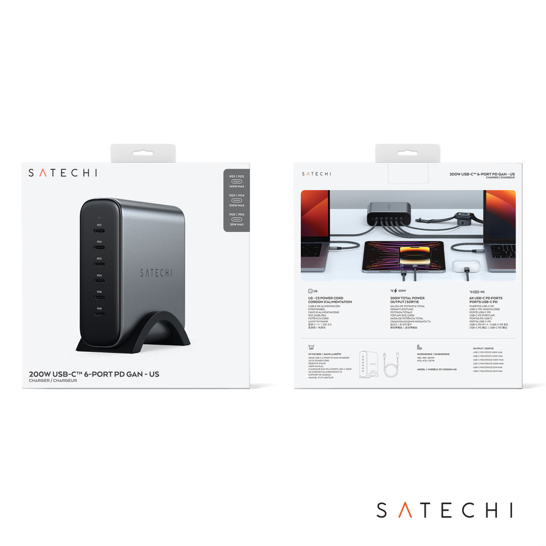 SATECHI® 200W USB-C 6-Port PD GaN Charger 10