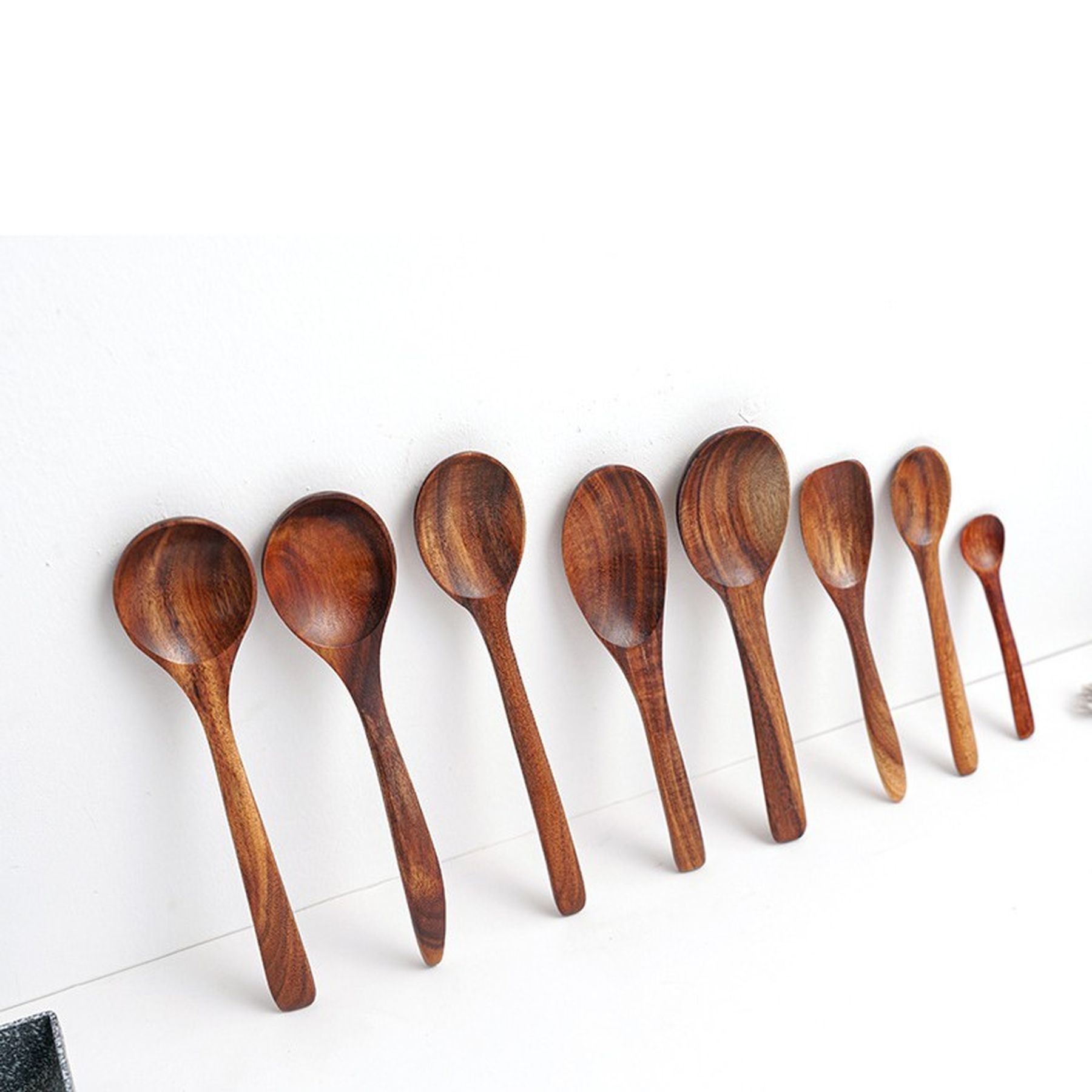 Long Handle Wood Soup Spoons For Eating Mixing Stirring 8