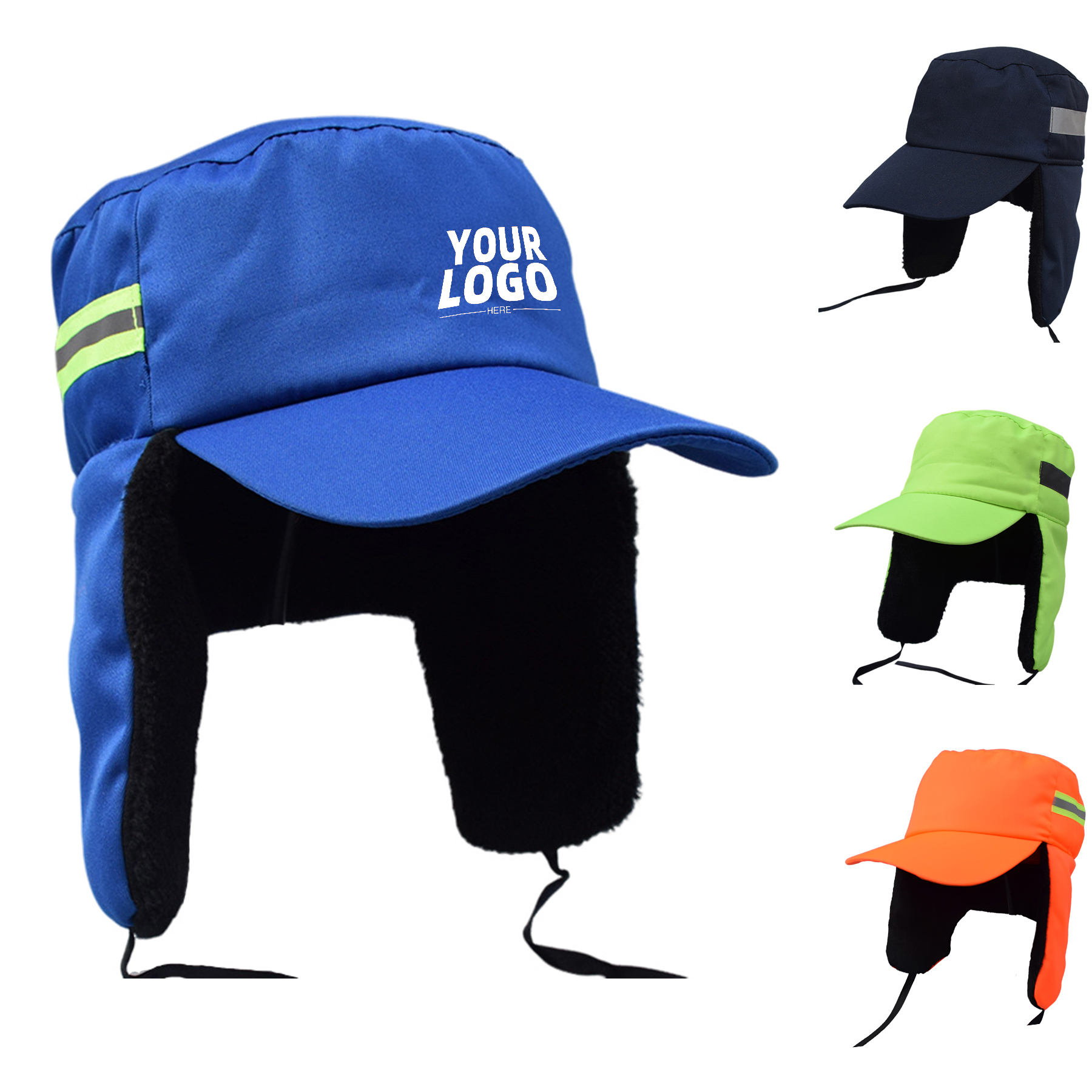 Reflective Work Cap With Brim Warm Earflaps 2